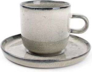 Salt&pepper S&P MERIDIAN kop en schotel grijsgroen 240 ml (set 4)