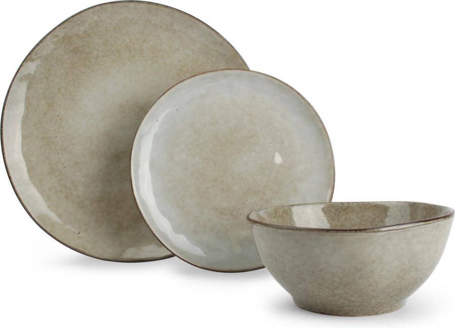 Salt & Pepper Serviesset Artisan Green 12-delig 4 personen 4 dinerborden 4 ontbijtborden en 4 kommen