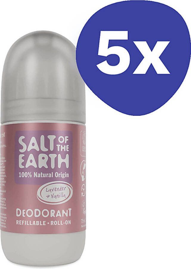 Salt of the Earth Hervulbare Roll-on Deodorant Lavendel & Vanille (5x 75ml)