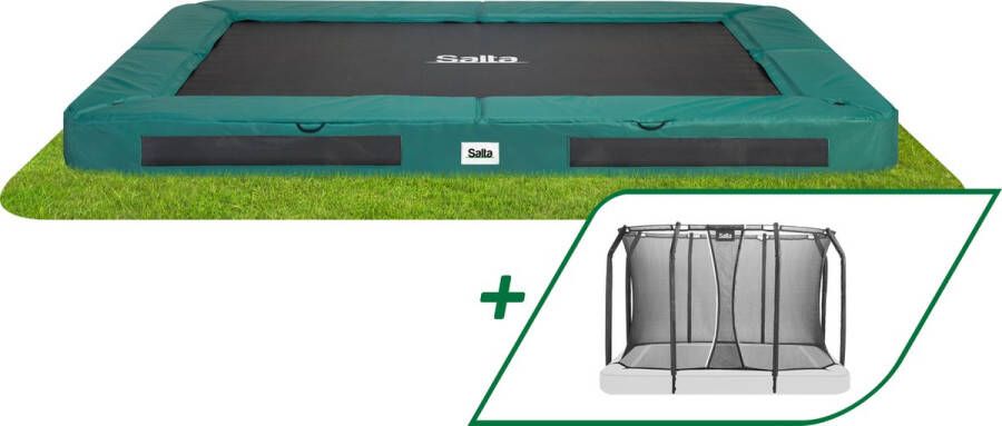 Salta Premium Ground Inground trampoline met veiligheidsnet 305 x 214 cm Groen