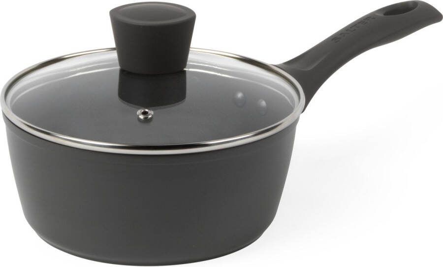Salter Cosmos 18cm steelpan niet-klevend kookpot inclusief deksel van getemperd glas met stoomopening Soft Touch-handvat