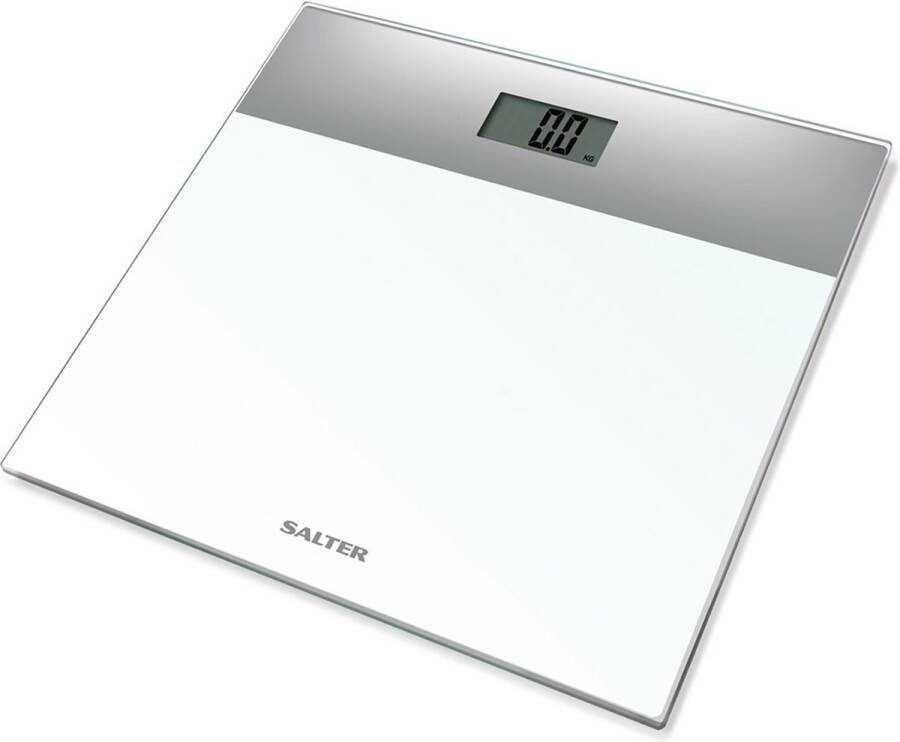 Salter digitale badkamerweegschaal platform van getemperd glas gemakkelijk leesbare display inclusief batterij max. gewicht 180 kg