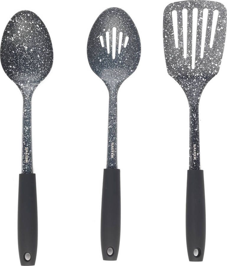 Salter Kitchen keukengerei set Solid Spoon Sleuf Turner Megastone