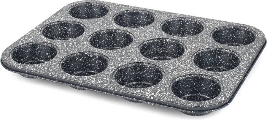 Salter Megastone 12-kops Muffin Pan grote bakschaal taarttentje antiklevende coating PFOA-vrij ovenveilig duurzaam bakwerk sterk en duurzaam koolstofstaal