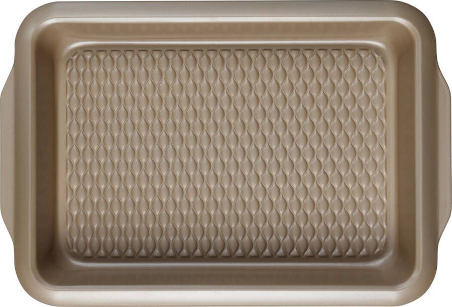Salter roosterpan niet-klevende koolstof stalen braadmachine diepe bakschaal voor vlees groenten Brownies Large oven Pan met Textured Base PFOA-Free Olympus Collection Gold 39 cm