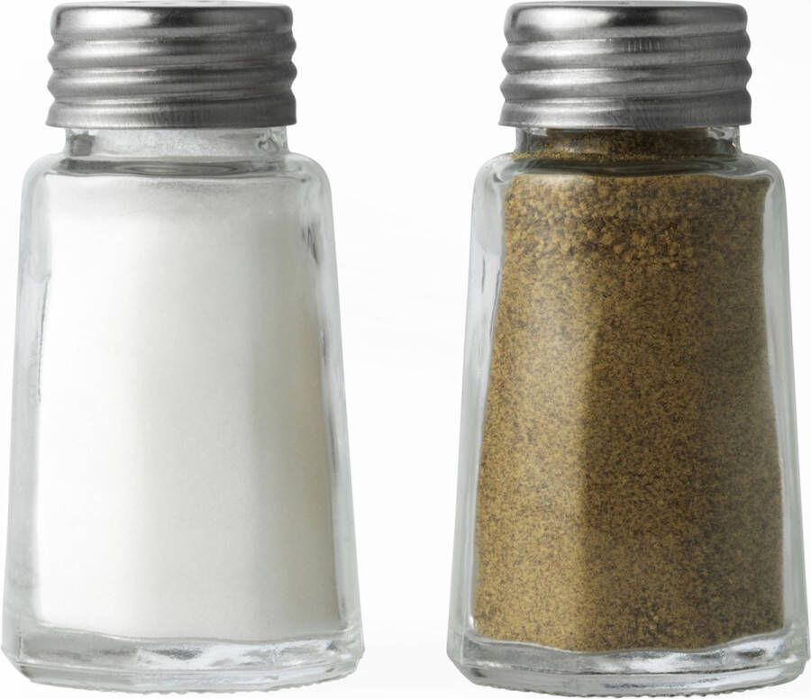 Salter Salt & Pepper Shaker set van 2 lichtgewicht Glass Café Compact schroefbladen