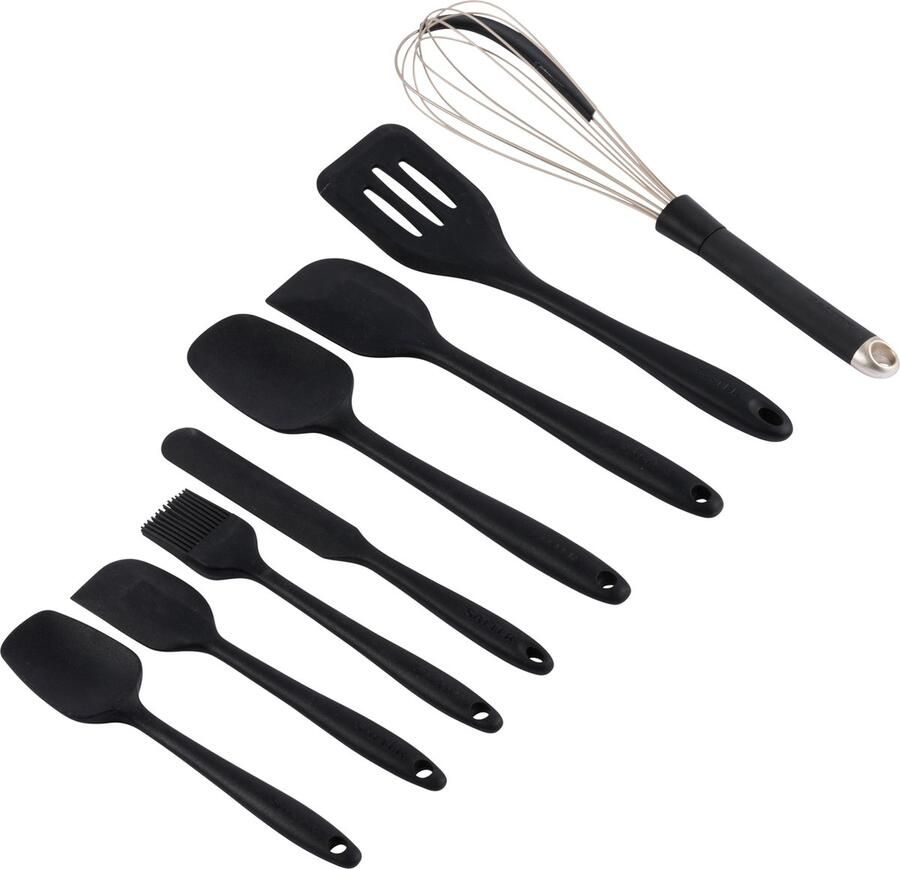 Salter bakes keukengerei set 8-delige kookgereedschappen Easy Clean Heat Resistant Black