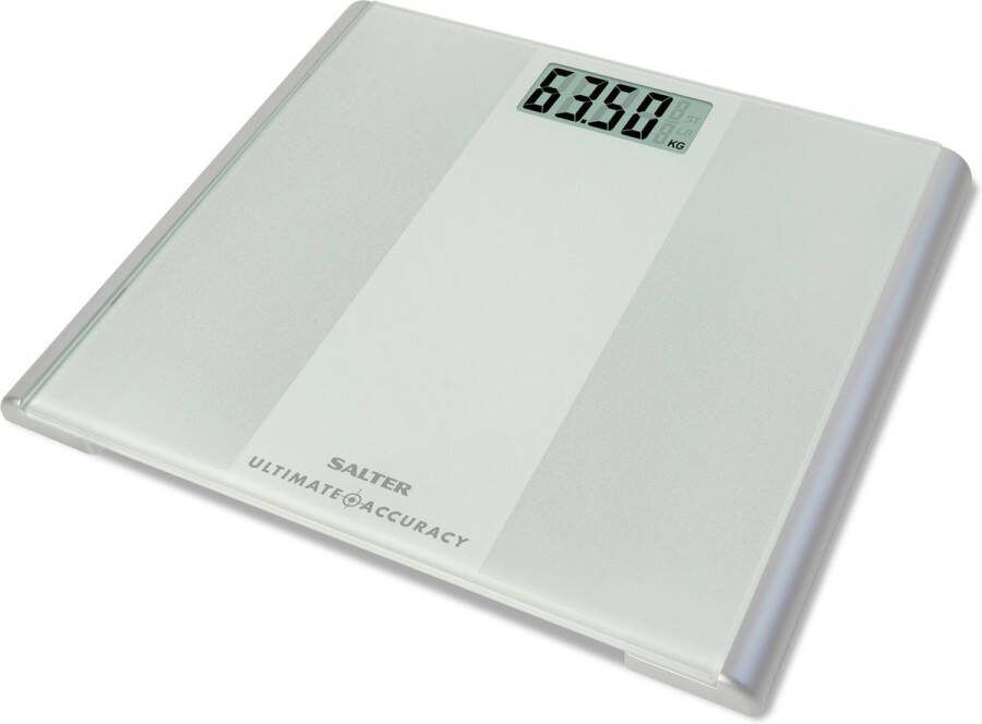 Salter ultieme nauwkeurigheid badkamerweegschaal – digitale weegschalen voor lichaamsgewicht afmetingen in stappen van 50 g Step on Instant Reading tapijtvoeten capaciteit 180 KG batterijen inbegrepen