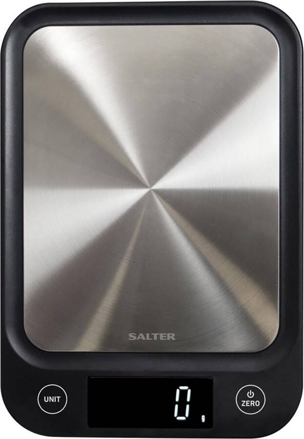 Salter Ultra Slim Keukenweegschaal Roestvrijstalen Platform Voedselweegschaal Tarra Functie 5kg