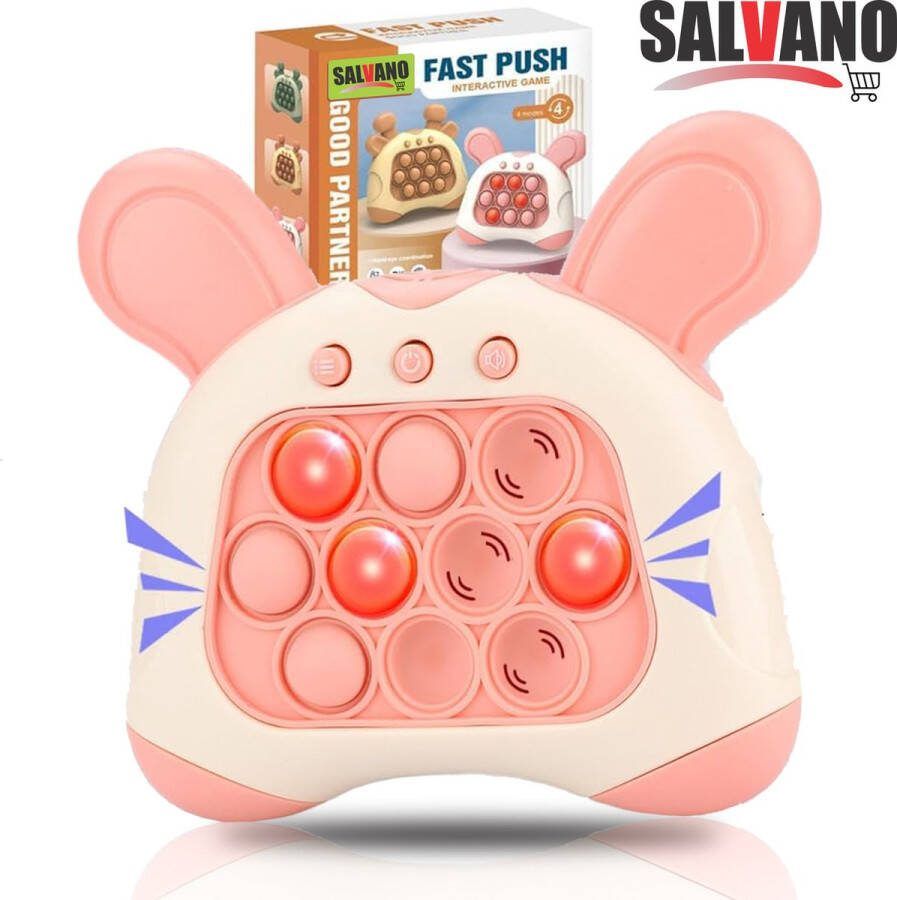 Salvano Pop It Spel Konijn Pop It Game Fidget Toy Pop It Controller Pop It Pro Quick Push Montessori Speelgoed Stressbal Fidget Toys Pop or Flop Anti Stress Speelgoed Jongens Meisjes Volwassenen Motoriek Speelgoed Fijne Motoriek