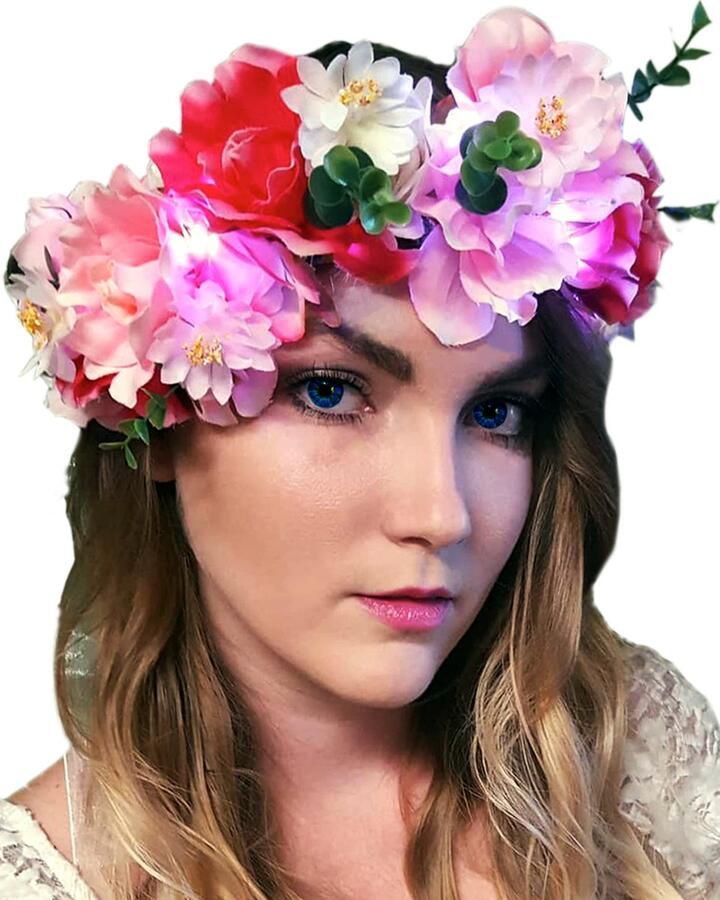 Salvaro LED Bloemenkroon Roze diadeem dames Kunstbloemen Halloween Kerst Carnaval Oktoberfest Dames Oktoberfeest Dames Feest & Gala Hoedje