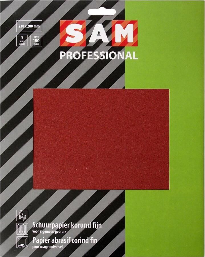 SAM professional schuurpapier droog korund fijn 3 stuks