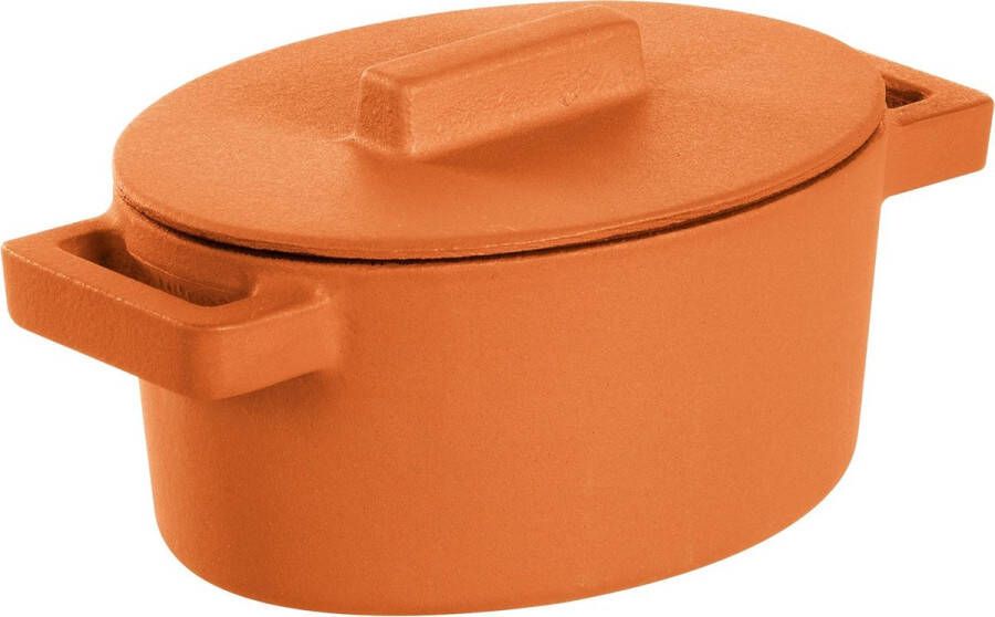 Sambonet Braadpan Terra.Cotto Gietijzer Ovaal met deksel 13x10 cm Gietijzer Oranje