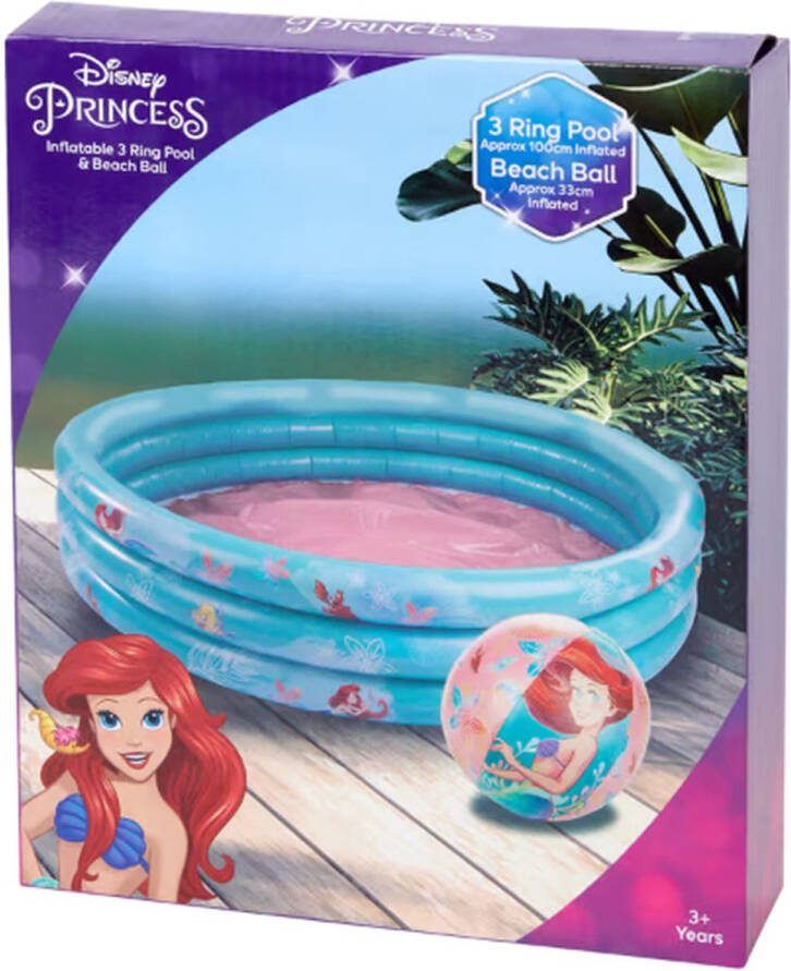 Sambro Disney Princess Zwembad met Strandbal Ariël Zwembad Kinderzwembad Disney 3 ring zwembad