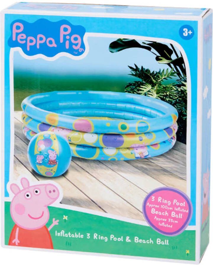 Sambro Peppa Pig Zwembad met Strandbal Kinderzwembad Peppa Pig 3 ring zwembad Inclusief Strandbal