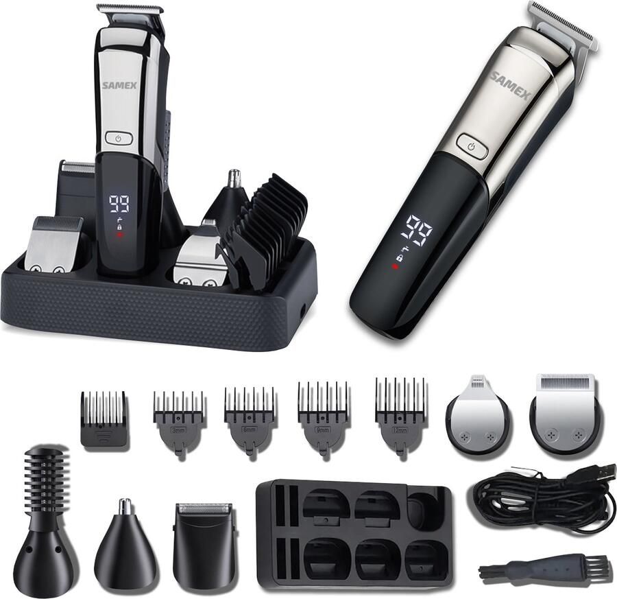 SAMEX 6 in 1 Scheerset Haar Trimmer Neus Trimmer Baard en Lichaam Scheerapparaat en Styler
