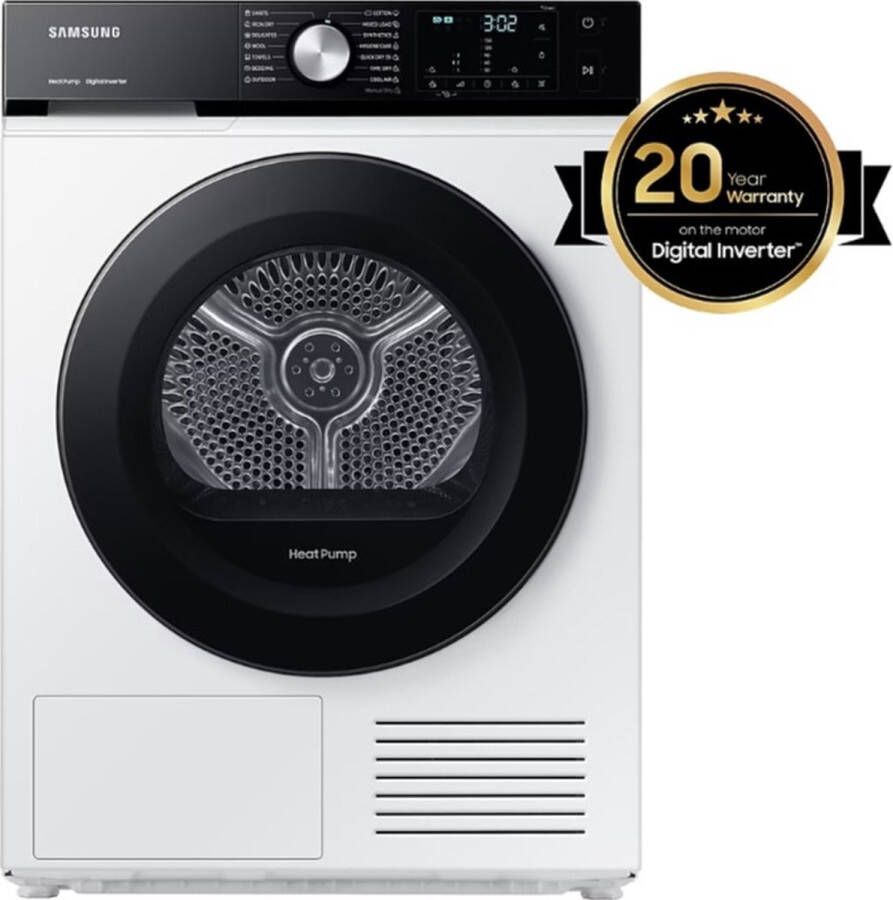 Samsung DV90BBA245AE wasdroger Vrijstaand Voorbelading 9 kg A+++ Wit OptimalDry HygiëneCare