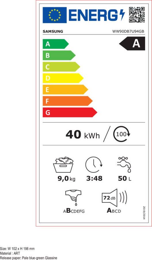 Samsung WW90DB7U94GBU Wasmachine Bespoke 7000 reeks A klasse (20% energiezuiniger) 9Kg AI Wash