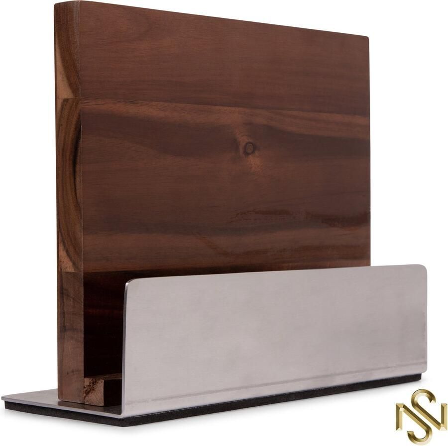 San Naila Magnetische Messenhouder- Acacia Hout- Roestvrij Staal