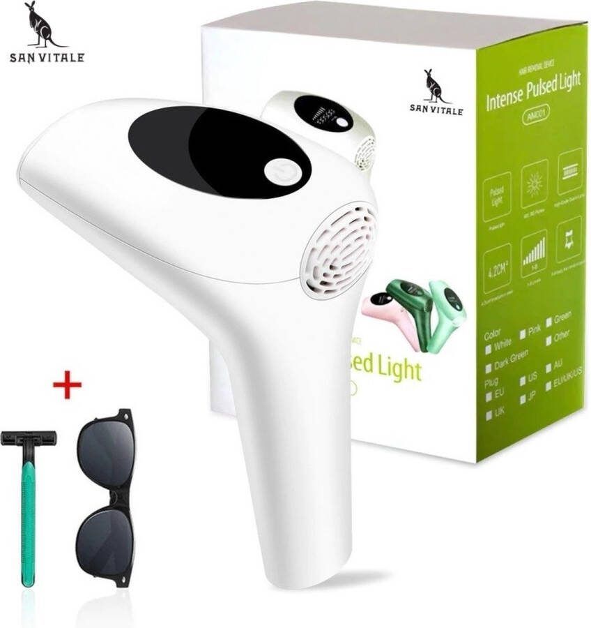 San Vitale IPL Ontharingsapparaat Lichtontharing Laser Ontharingsapparaat Laser- & Lichtontharing Permanente ontharing 900.000 Flitsen Wit