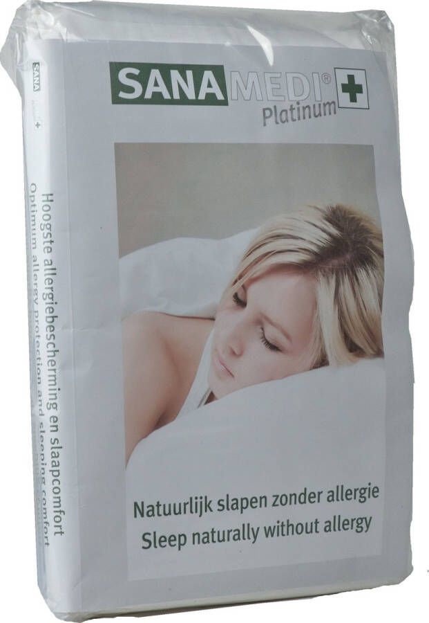 Sanamedi Platinum kussenhoes anti-allergie 50x70 cm 100% bio katoen huisstofmijt en allergeen stof dicht kleur wit
