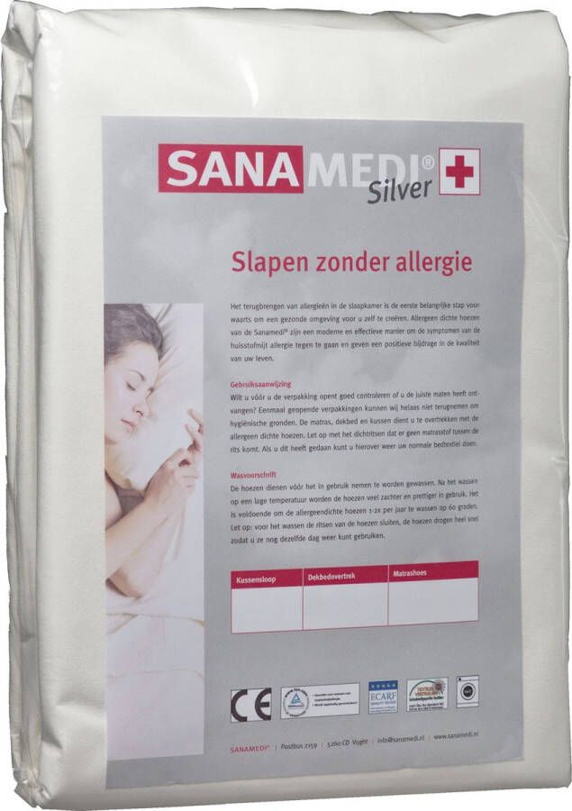 Sanamedi Silver matrashoes anti allergie 160x200x16 cm huisstofmijt- en allergeen stof dicht