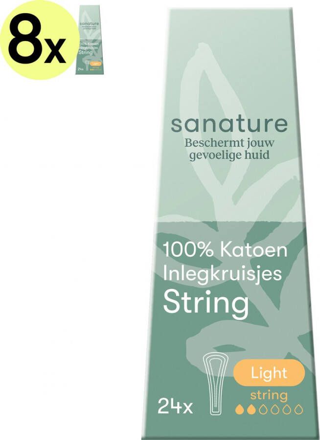 Sanature 100% katoenen string inlegkruisjes 8 keer 24 stuks: natuurlijke bescherming voor in je string of tanga