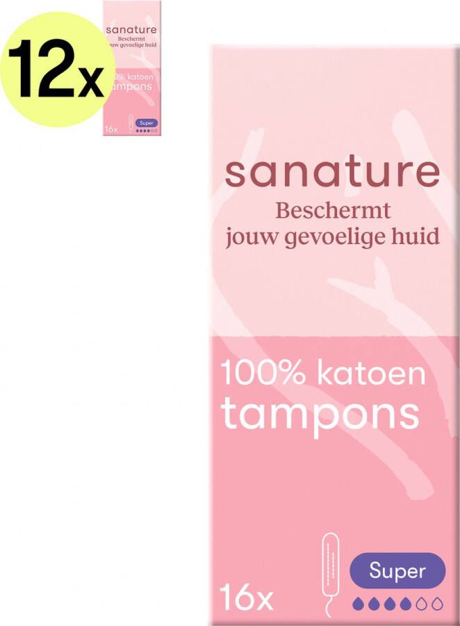 Sanature 100% katoenen Tampons Super 10 x 14 stuks Natuurlijk & voor de gevoelige huid