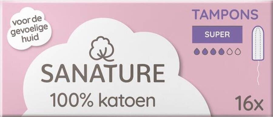 Sanature Tampons Super 100% katoen 16 stuks