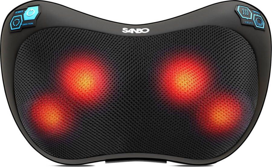 Sanbo Shiatsu Massagekussen Draadloos Massageapparaten Met Warmtefunctie Zwart Massage Kussen