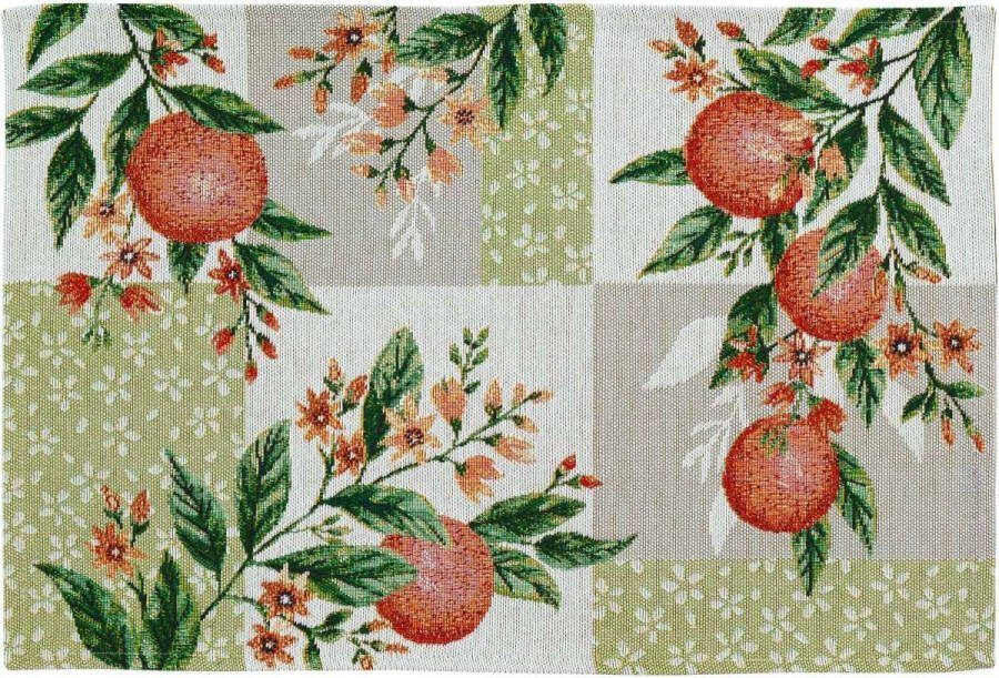 Sander TWEE placemats oranje fruit gobelin 32 x 48 cm