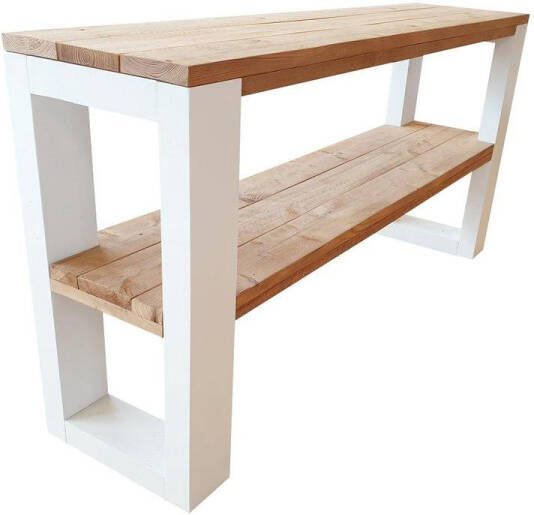 Sanderswoodworks Side Table New Orleans Roasted wood 150x38x78cm wit