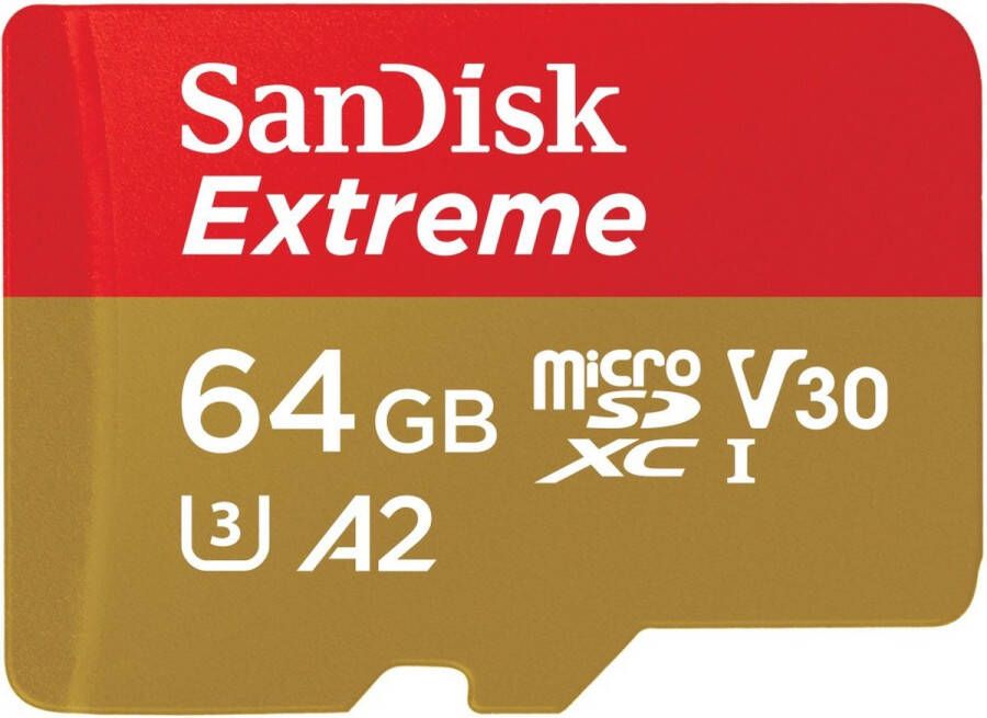 SanDisk EXTREME Geheugenkaart microSDXC 64 GB 170 80 MB s UHS-I U3 (SDSQXAH-064G-GN6AA)