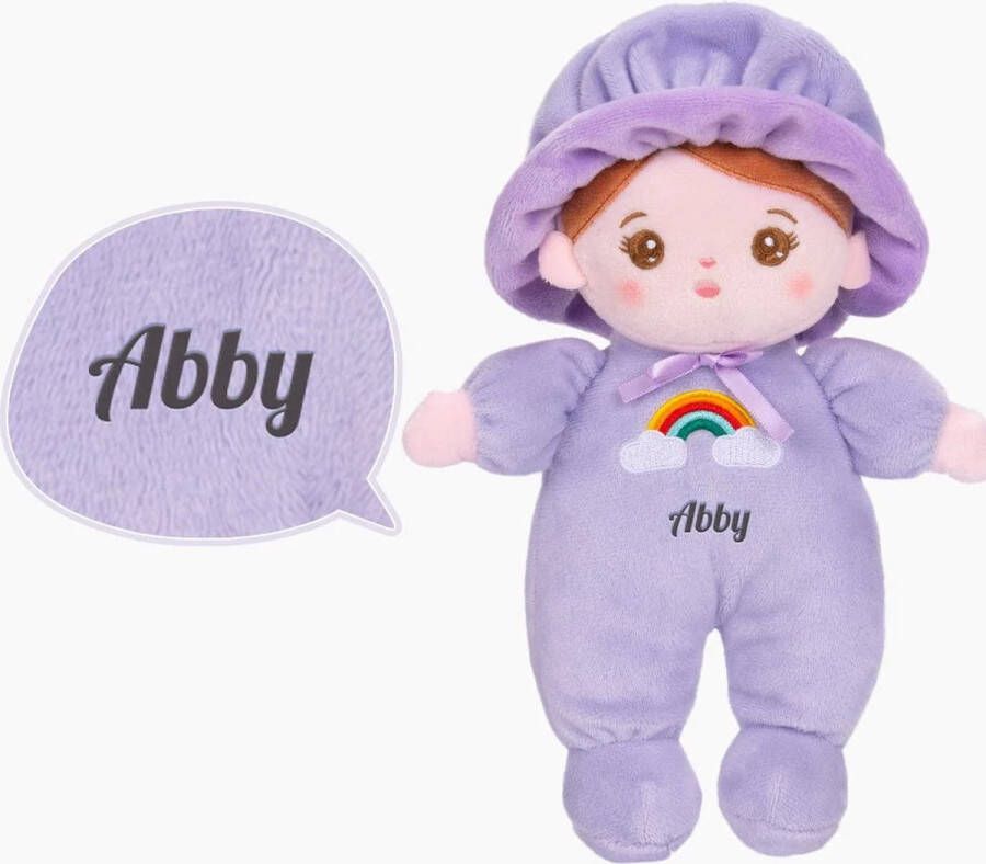 Sandra's Poppenkraam Abby paars mini knuffelpop gratis met naam