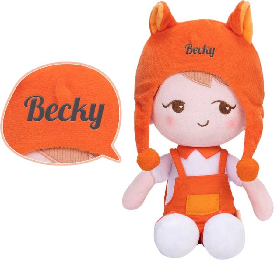 Sandra's Poppenkraam Becky knuffelpop vosje Gratis met naam