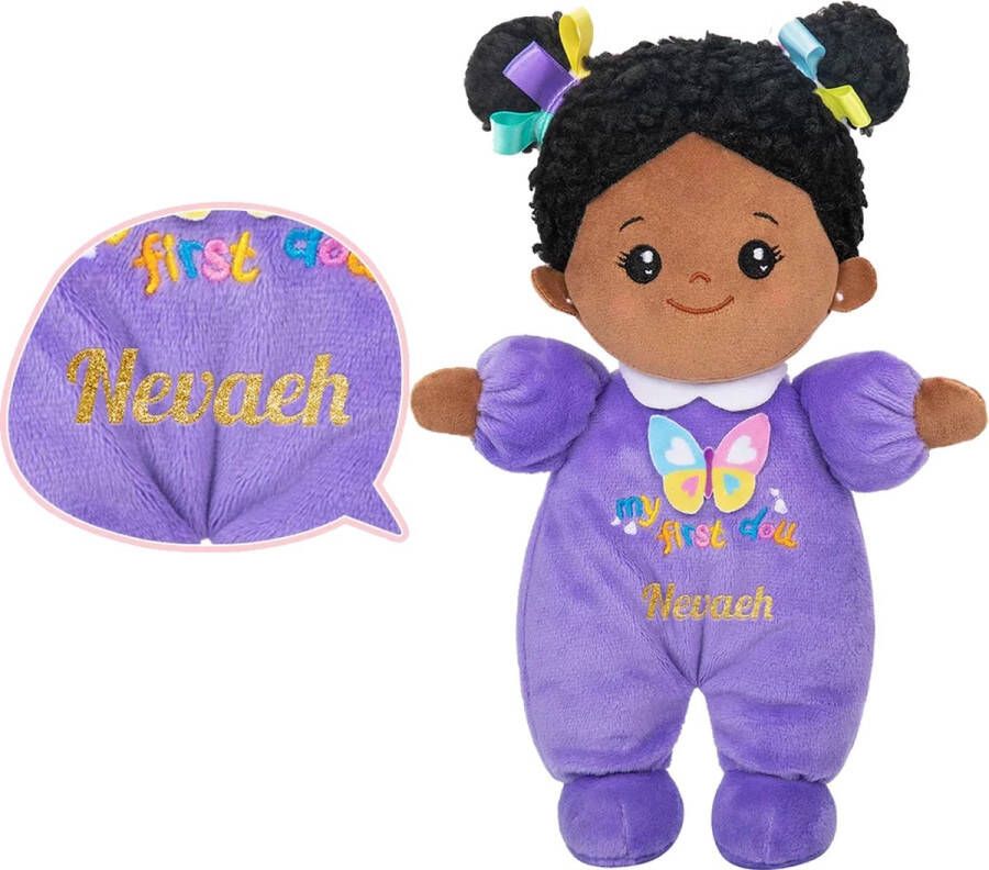Sandra's Poppenkraam Nevaeh- paars mini knuffelpop gratis met naam