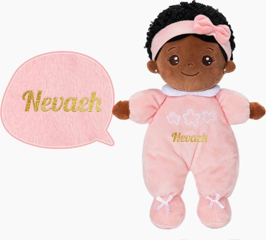 Sandra's Poppenkraam Nevaeh- roze mini knuffelpop gratis met naam