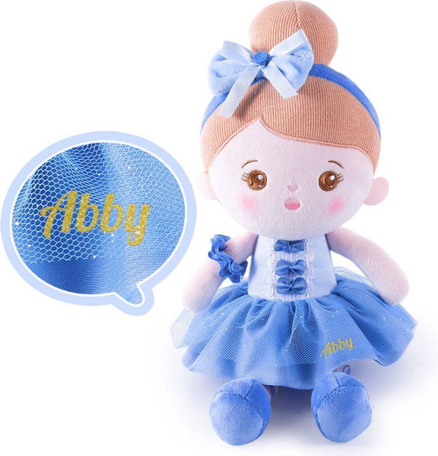 Sandra's Poppenkraam Abby ballerina Knuffelpop GRATIS Met naam naar keuze Blauw Zacht