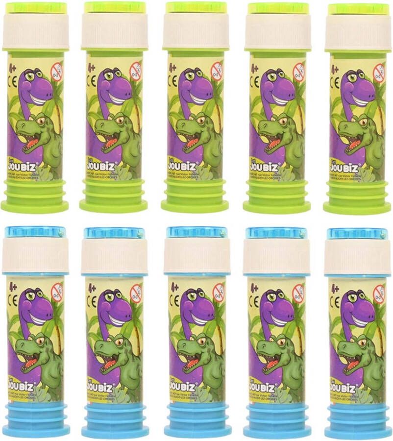 Sandy Dinosaurus bellenblaas 10x flesje met bal spelletje in dop 60 ml uitdeel cadeaus Bellenblaas