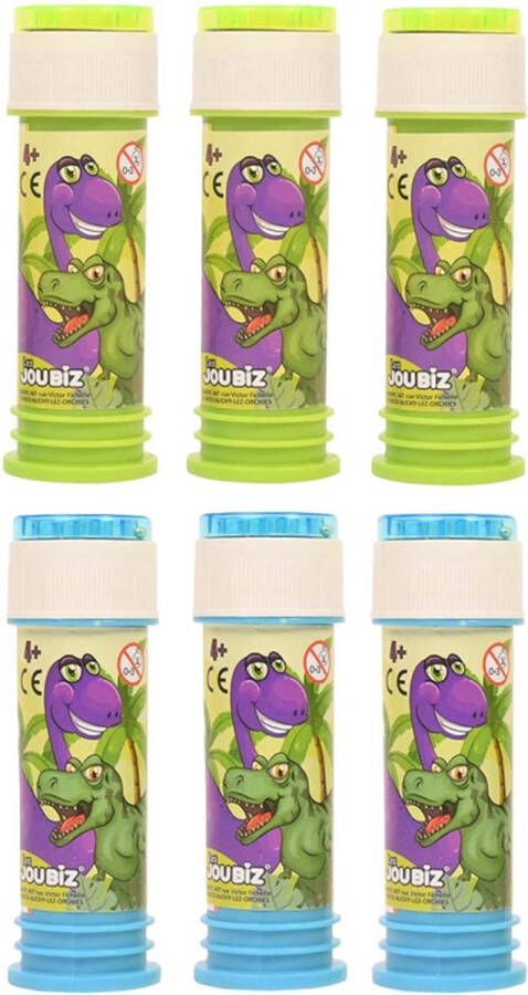 Sandy Dinosaurus bellenblaas 6x flesje met bal spelletje in dop 60 ml uitdeel cadeaus Bellenblaas