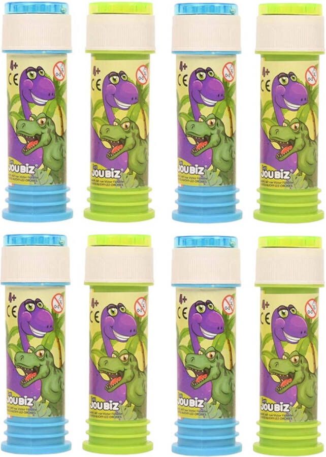 Sandy Dinosaurus bellenblaas 8x flesje met bal spelletje in dop 60 ml uitdeel cadeaus Bellenblaas