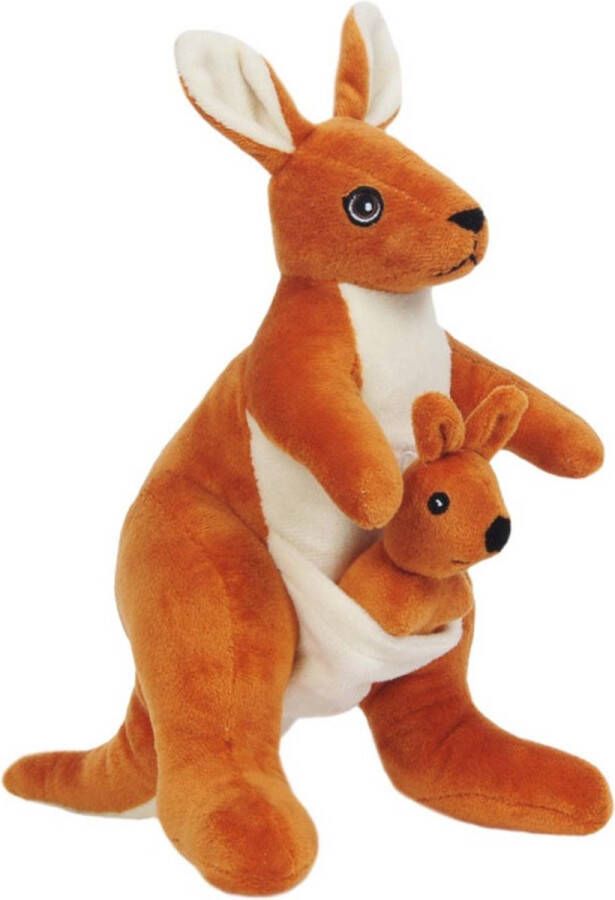 Kangoeroe met baby (Bruin) Dierentuin Pluche Knuffel 25 cm {Speelgoed Dieren Knuffeldier Knuffelbeest voor kinderen jongens meisjes Kangaroo Kangaroe Animal Plush Toy}