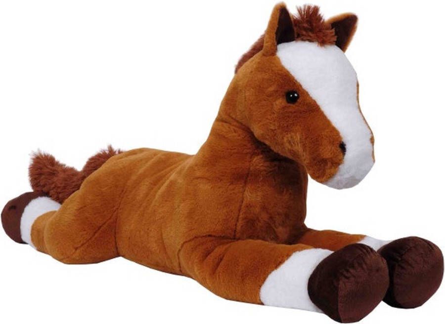 Sandy Knuffeldier Paard Hippos zachte pluche stof dieren knuffels lichtbruin wit 90 cm Knuffel boederijdieren