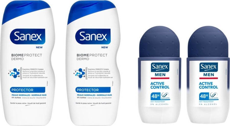 Sanex Dermo Protector Men SET Douchegel + Deo Roller Active Control 2 + 2