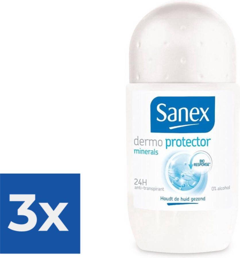 Sanex Dermo Protector Minerals Anti-Transpirant Deodorant Roller 50 ml Voordeelverpakking 3 stuks