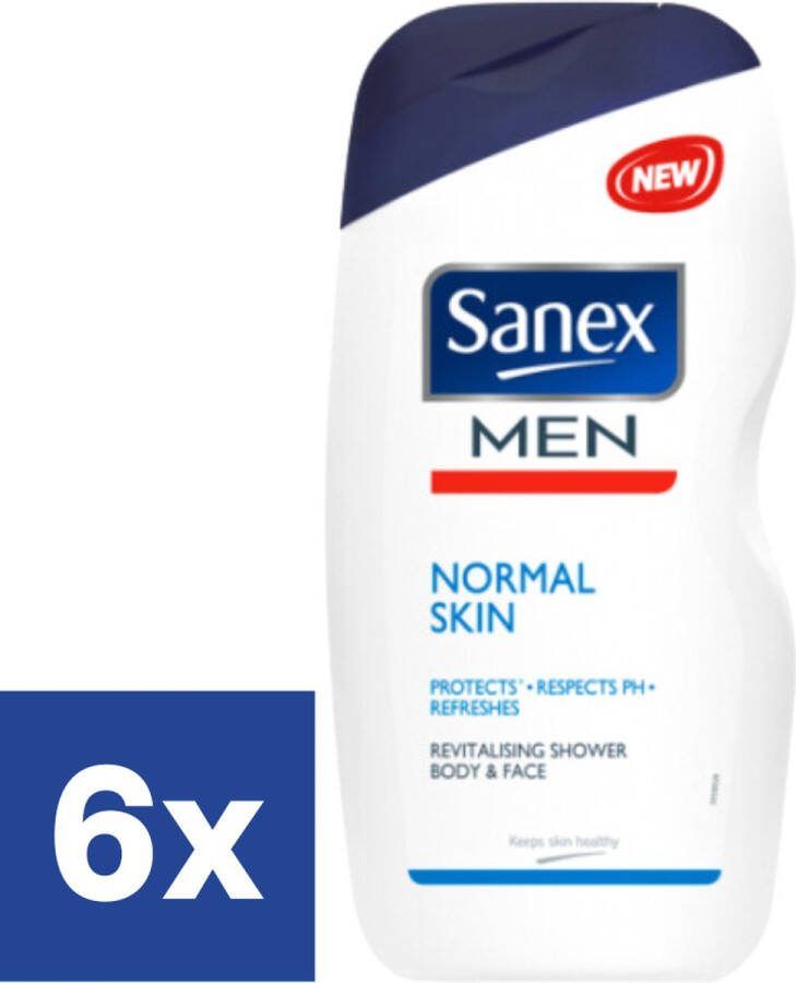 Sanex Men Normale Huid Douchegel 6 x 250 ml