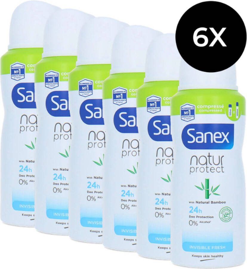 Sanex Natur Protect Invisible Fresh Natural Bamboo Deodorant Spray 6 x 100 ml