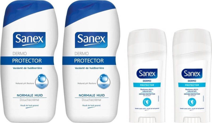 Sanex SET 2 x 500 ml Dermo Protector Douchegel + Deo Stick 2 x 65 ml