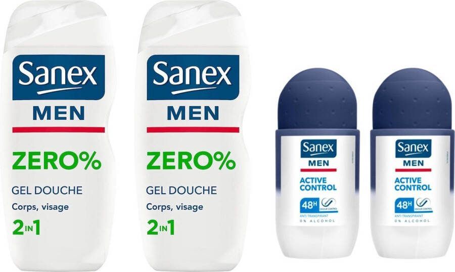 Sanex Zero Men SET Douchegel + Deo Roller Active Control 2 + 2