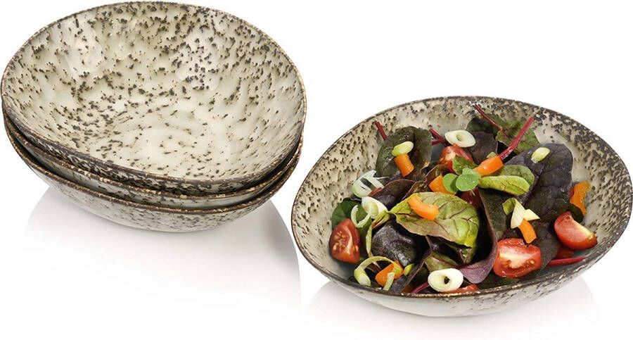 Sänger Saladekom set pompei van aardewerk saladebordenset voor 4 personen kom uniek vintage design